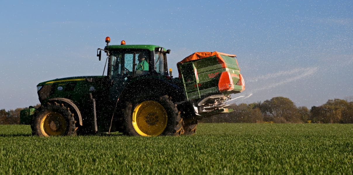 A tractor in a field